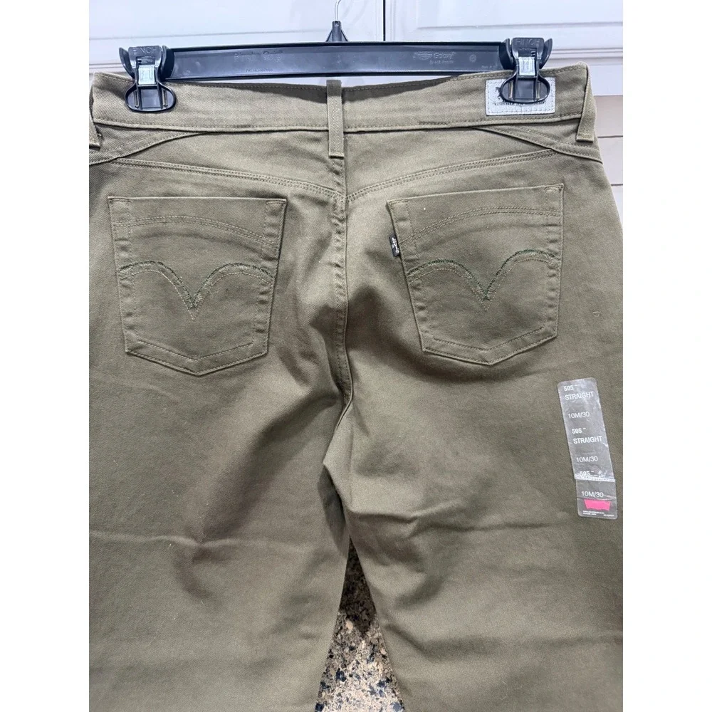 Levi's 505 Straight Leg Pants Khaki‎ Olive Green Mens W30 L32 New With Tags